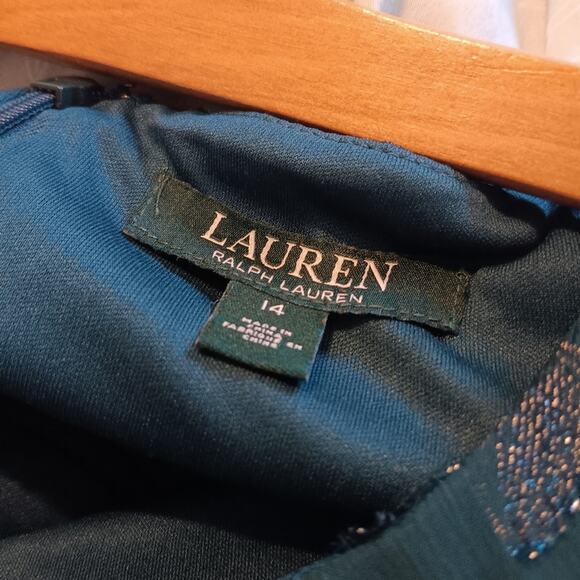 Lauren Ralph Lauren Metallic Floral Cold-Shoulder Gown 14 - Picture 6 of 7